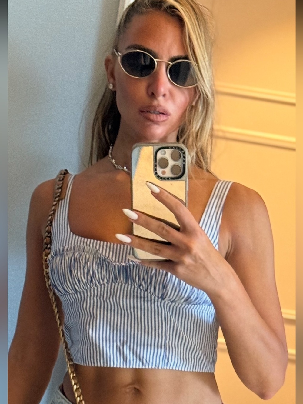 FLEUR DU MAL Poplin Bustier l Striped Blue & White Tank Top size 0 - Picture 1 of 12